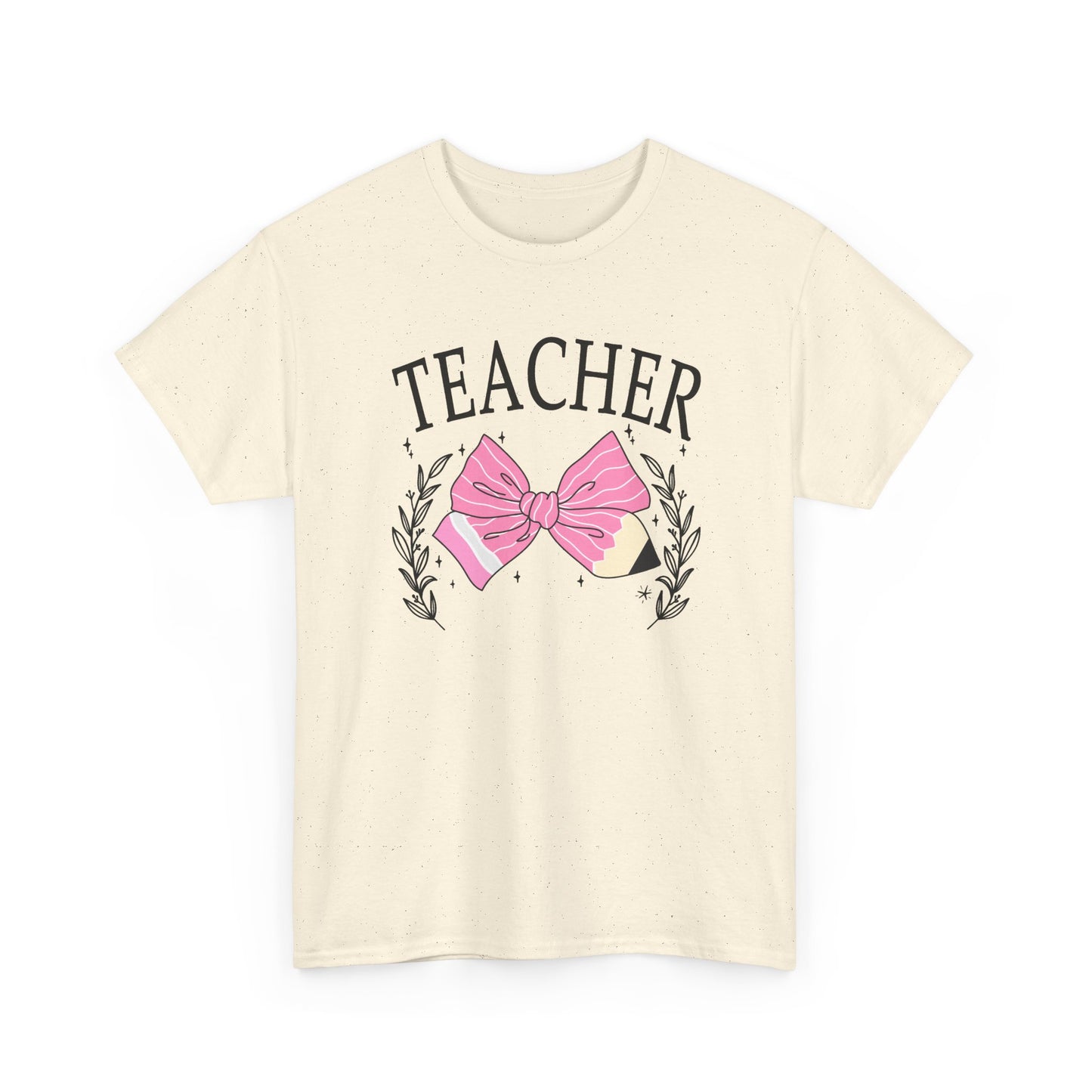 Teacher Pink Bow T-Shirt - Cute Floral School Gift for Educators