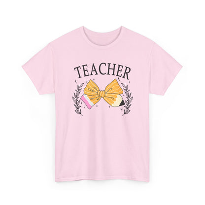 Teacher Bow T-Shirt - Cute Pencil & Laurel Graphic Gift for Teachers