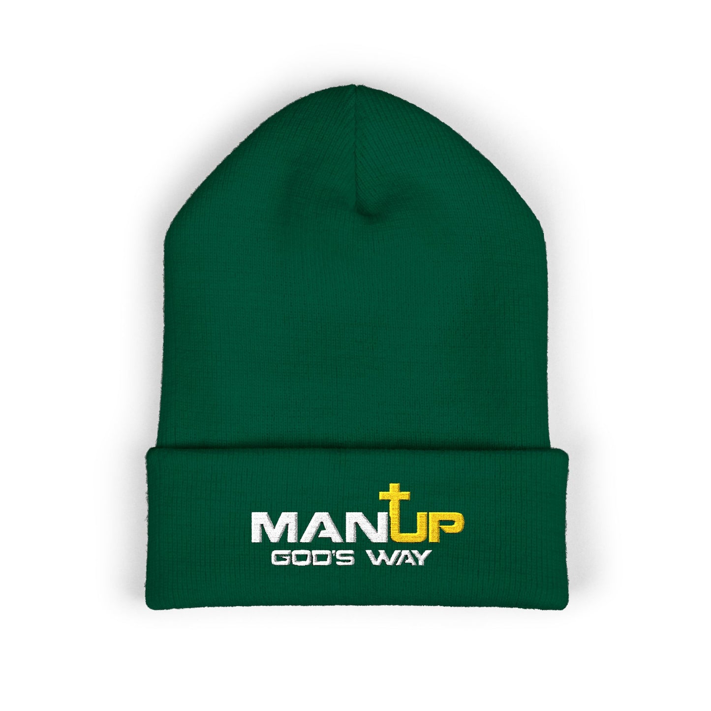 Embroidered Cuffed Beanie - Man Up God's Way