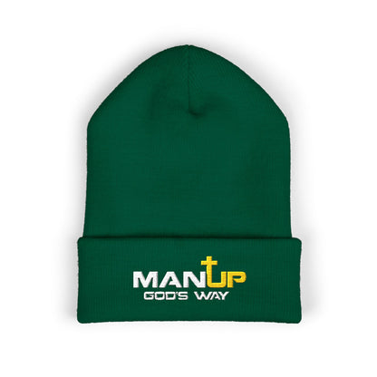Embroidered Cuffed Beanie - Man Up God's Way