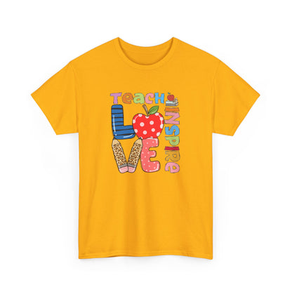 Teacher Love T‑Shirt - Teach Inspire Love Apple Graphic Tee for Educators