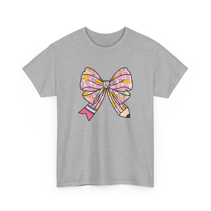 Pencil Bow T-Shirt - Cute Pink Ribbon Graphic Tee