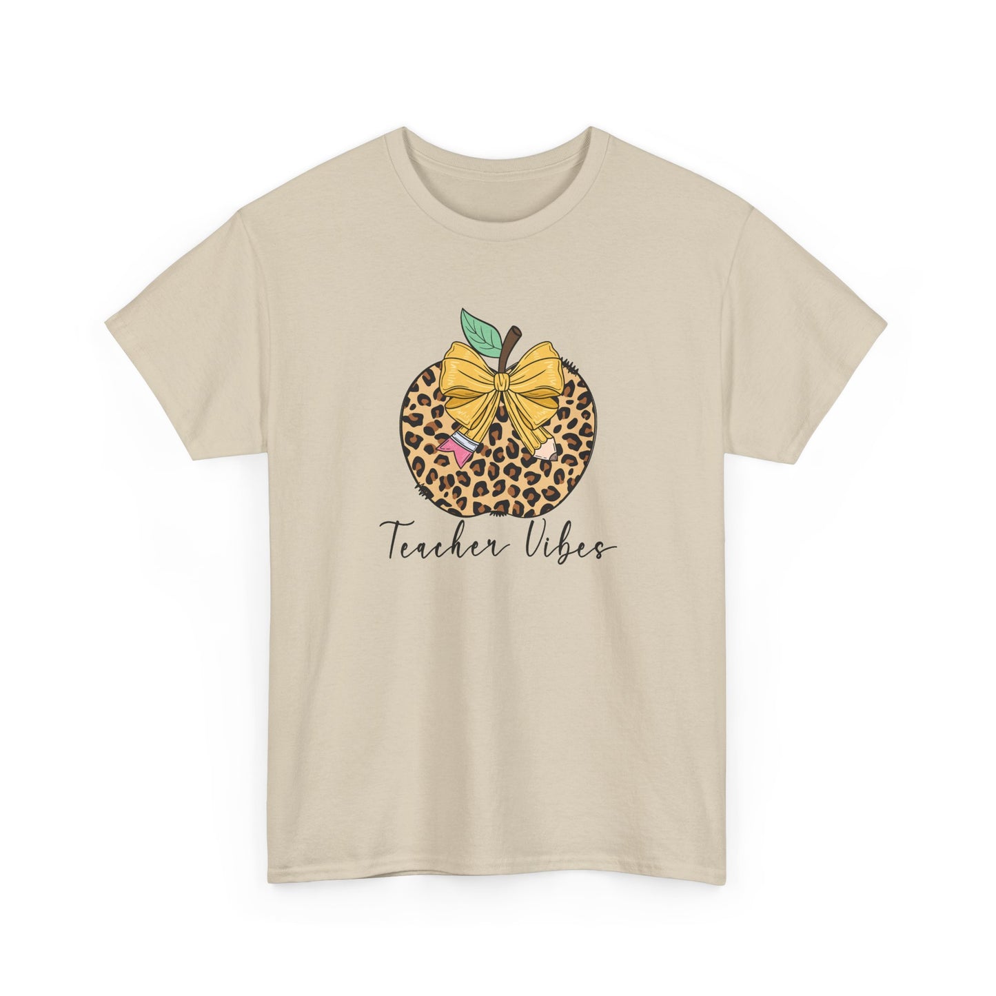 Teacher Vibes Leopard Apple T-Shirt - "Teacher Vibes" Graphic Tee