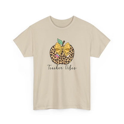 Teacher Vibes Leopard Apple T-Shirt - "Teacher Vibes" Graphic Tee