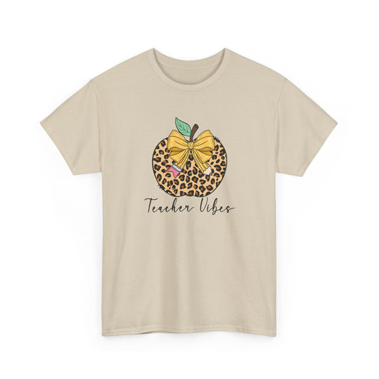 Teacher Vibes Leopard Apple T-Shirt - "Teacher Vibes" Graphic Tee