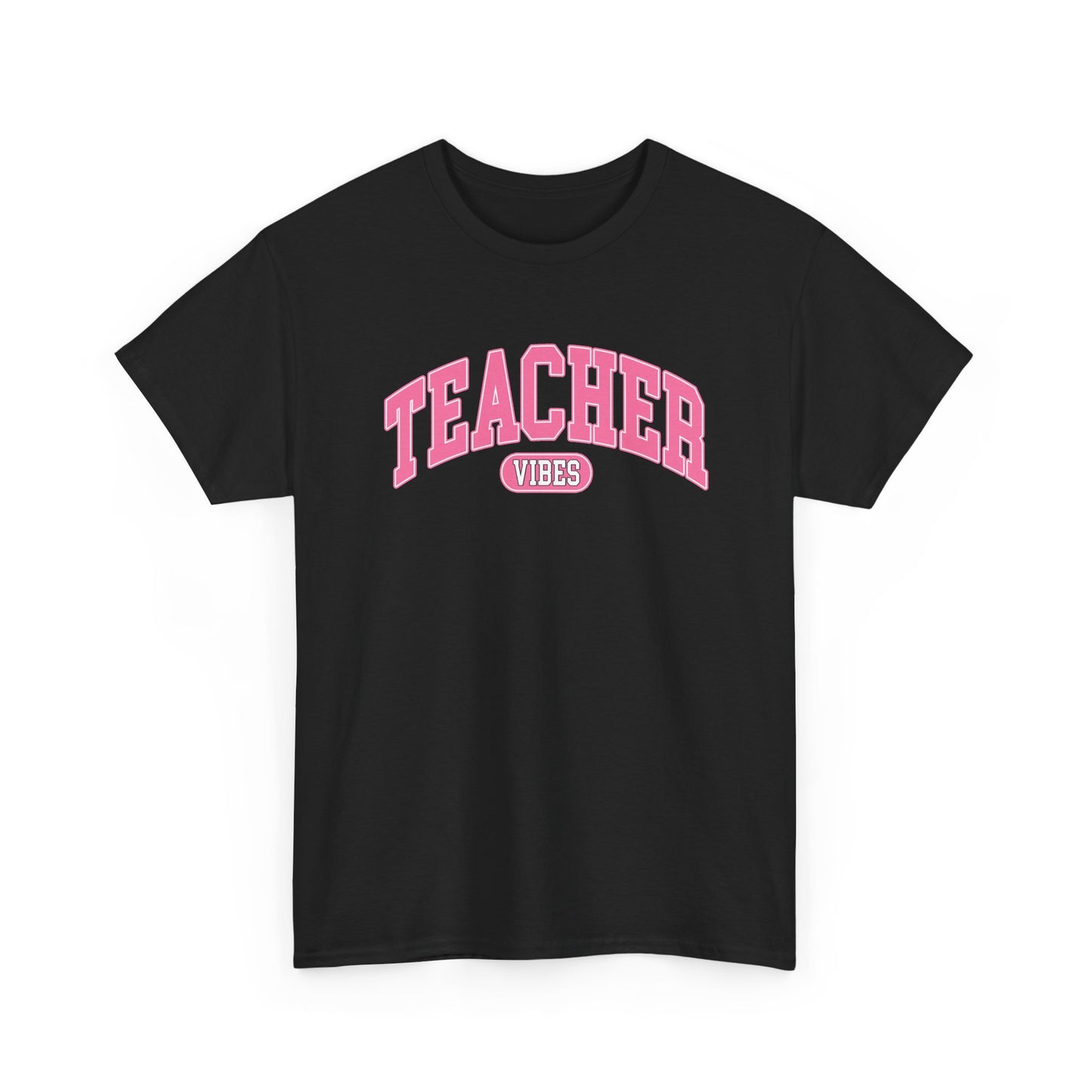 Teacher Vibes T-Shirt -  Pink Retro School Staff Tee