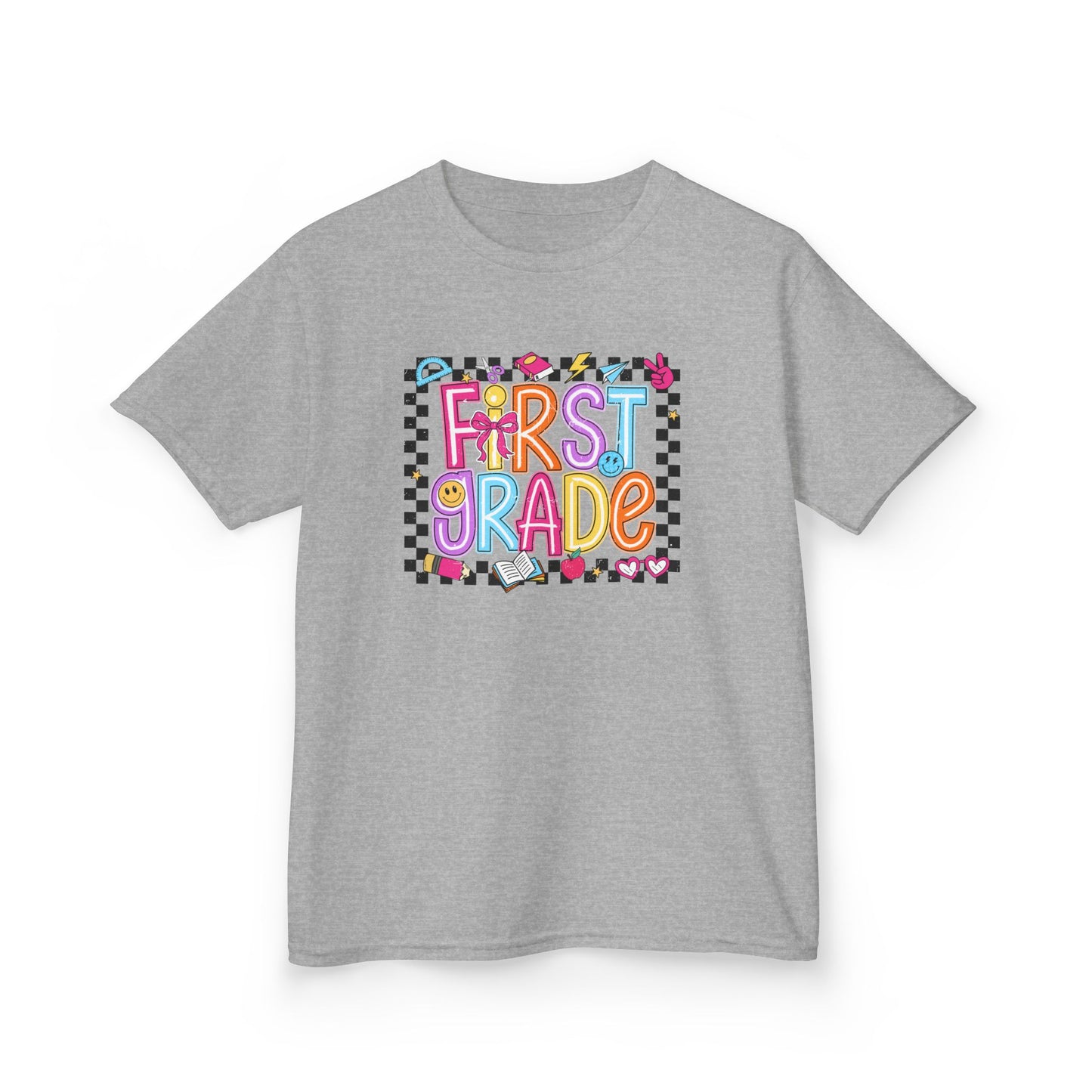 Girls - First Grade Kids T‑Shirt - Colorful Back-to-School Tee