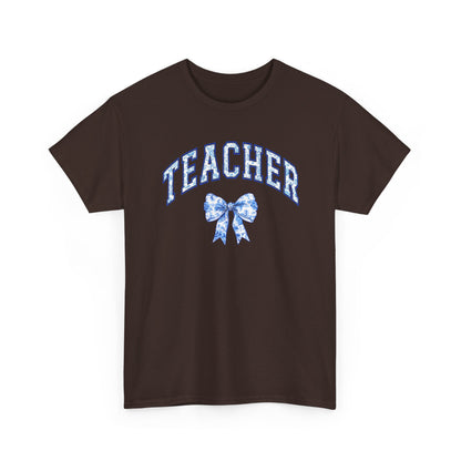 Teacher Tee with Blue Floral Bow