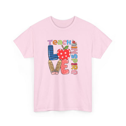 Teacher Love T‑Shirt - Teach Inspire Love Apple Graphic Tee for Educators