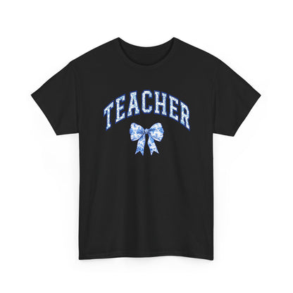 Teacher Tee with Blue Floral Bow