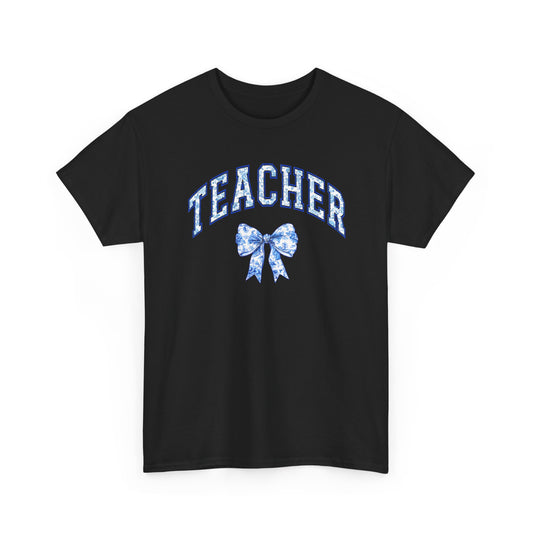 Teacher Tee with Blue Floral Bow