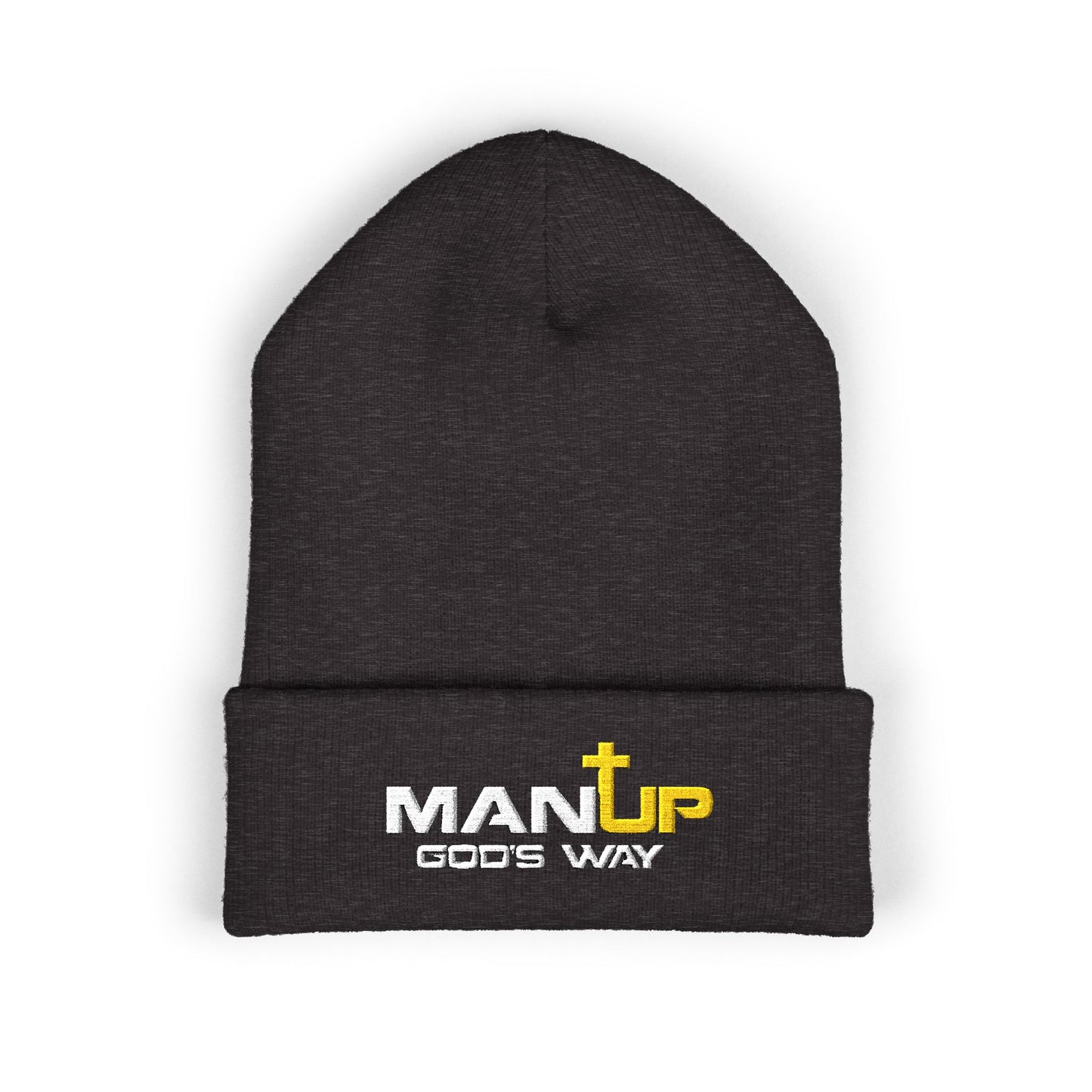 Embroidered Cuffed Beanie - Man Up God's Way