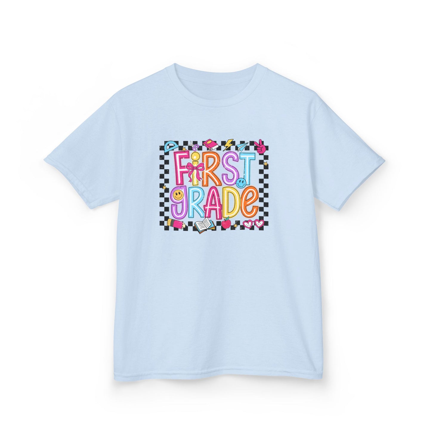 Girls - First Grade Kids T‑Shirt - Colorful Back-to-School Tee