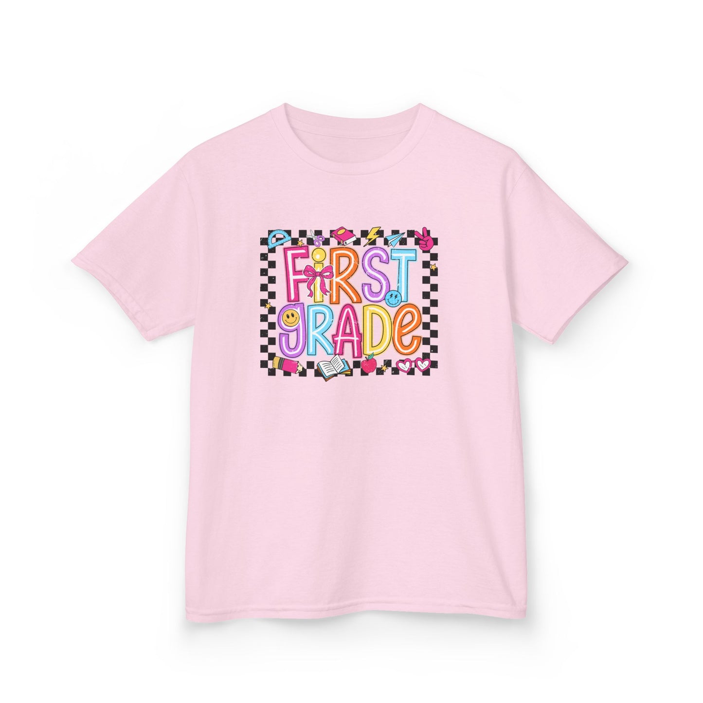Girls - First Grade Kids T‑Shirt - Colorful Back-to-School Tee