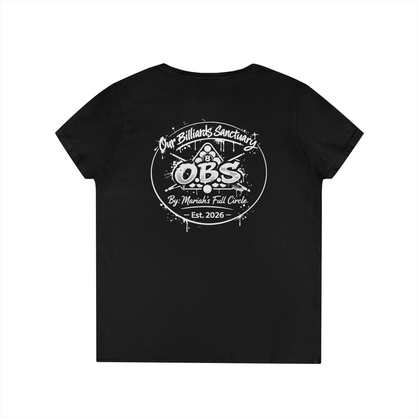 Ladies' V-Neck T-Shirt - Mariahs Full Circle Black & white