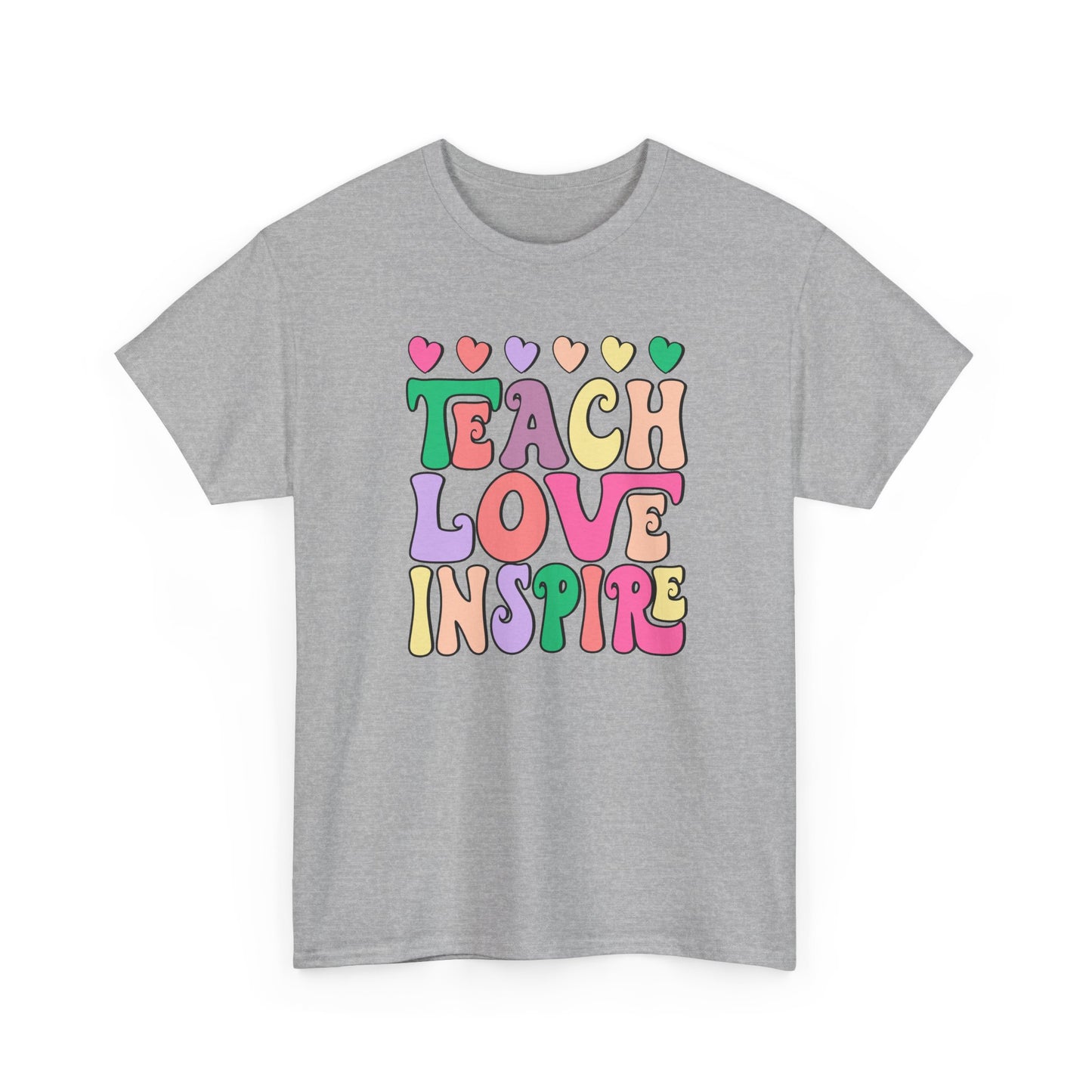 Teach Love Inspire T-Shirt -  Cute Retro Hearts Teacher Gift Tee