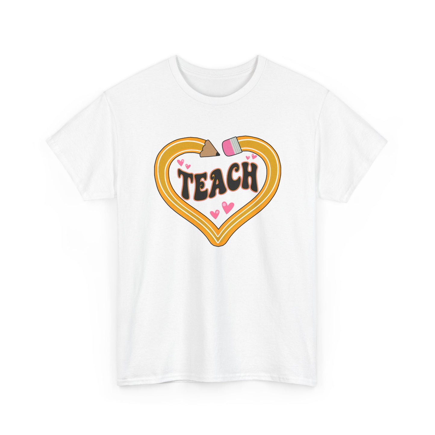 Teach Heart Graphic Tee - Cute Retro Heart Teacher Shirt ("Teach")