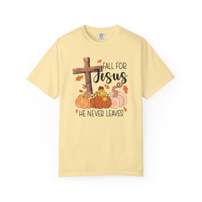 Comfort Colors Fall for Jesus Shirt | Christian Autumn T-Shirt | Faith Based Graphic Tee | Thanksgiving Religious Shirt