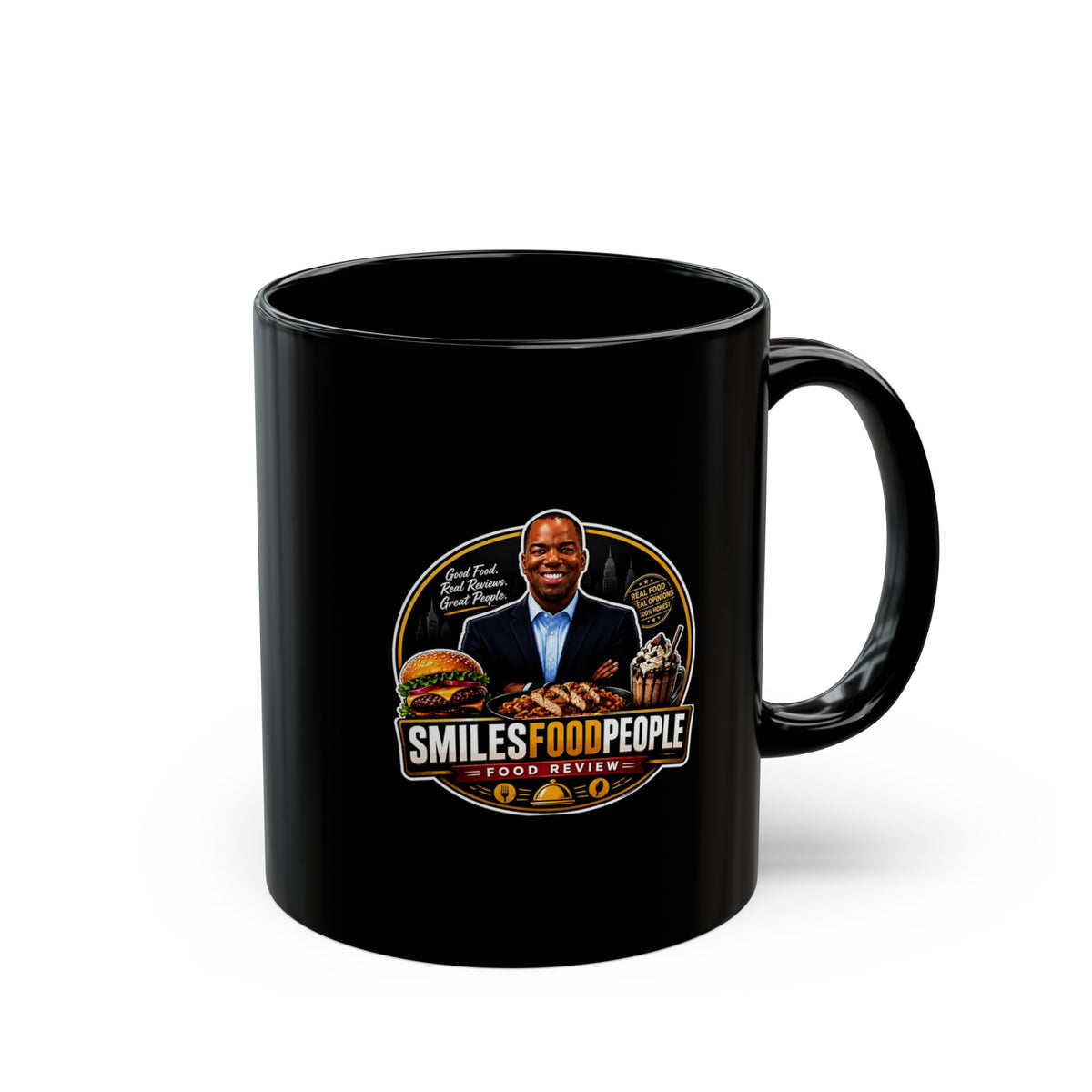 Coffee Black Mug - Smiles Food People Merch