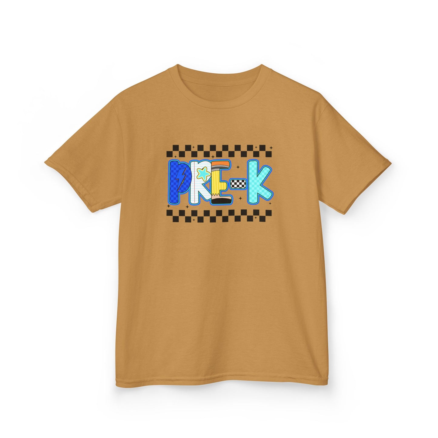 Youth Tee - "Pre School" Colorful Checkerboard Back-to-School Shirt