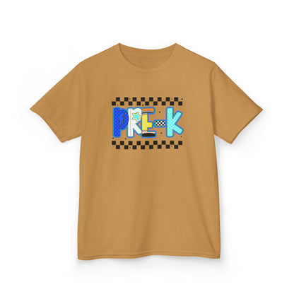 Youth Tee - "Pre School" Colorful Checkerboard Back-to-School Shirt