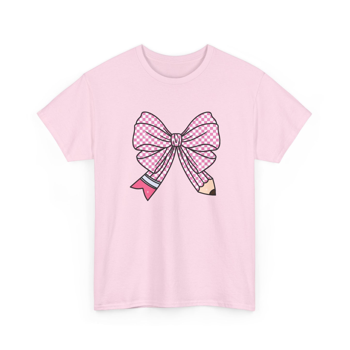 Pencil Bow T-Shirt - Cute Pink Ribbon Graphic Tee