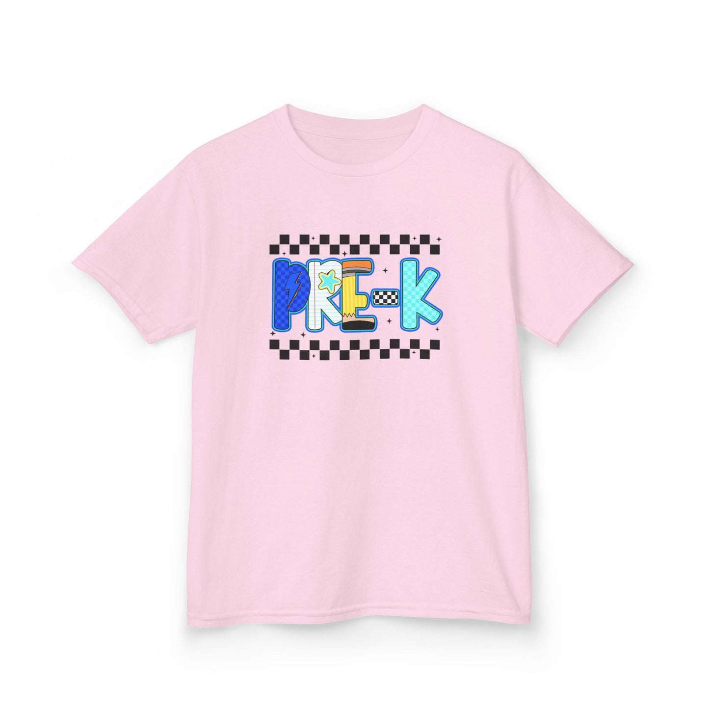 Youth Tee - "Pre School" Colorful Checkerboard Back-to-School Shirt