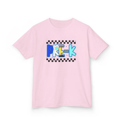 Youth Tee - "Pre School" Colorful Checkerboard Back-to-School Shirt