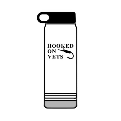 32oz Water Bottle — "Hooked on Vets" Fishing Hook Design