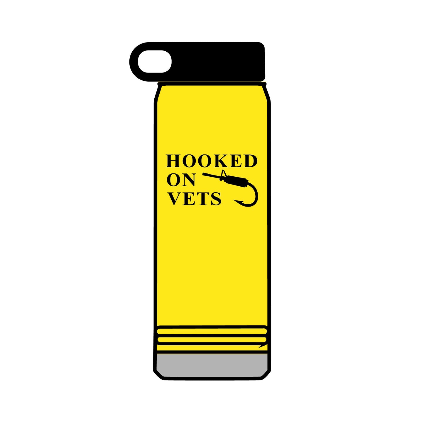 32oz Water Bottle — "Hooked on Vets" Fishing Hook Design