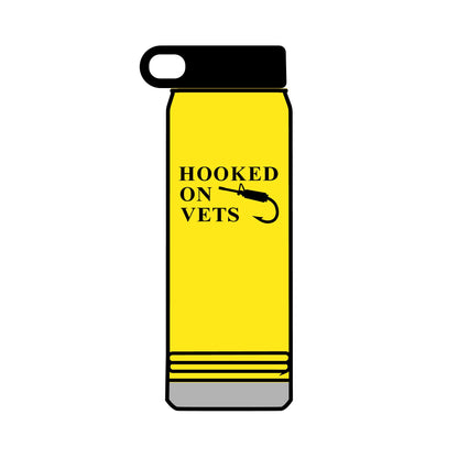 32oz Water Bottle — "Hooked on Vets" Fishing Hook Design