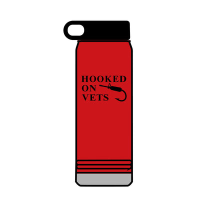 32oz Water Bottle — "Hooked on Vets" Fishing Hook Design