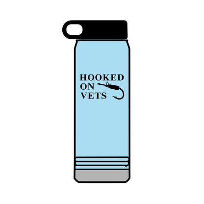 32oz Water Bottle — "Hooked on Vets" Fishing Hook Design
