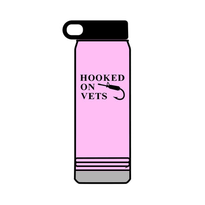 32oz Water Bottle — "Hooked on Vets" Fishing Hook Design