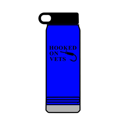 32oz Water Bottle — "Hooked on Vets" Fishing Hook Design