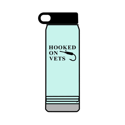 32oz Water Bottle — "Hooked on Vets" Fishing Hook Design