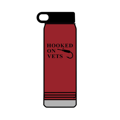 32oz Water Bottle — "Hooked on Vets" Fishing Hook Design