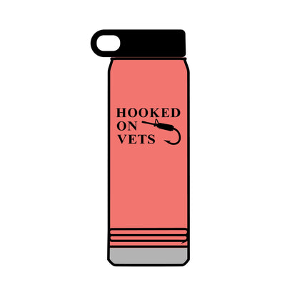 32oz Water Bottle — "Hooked on Vets" Fishing Hook Design