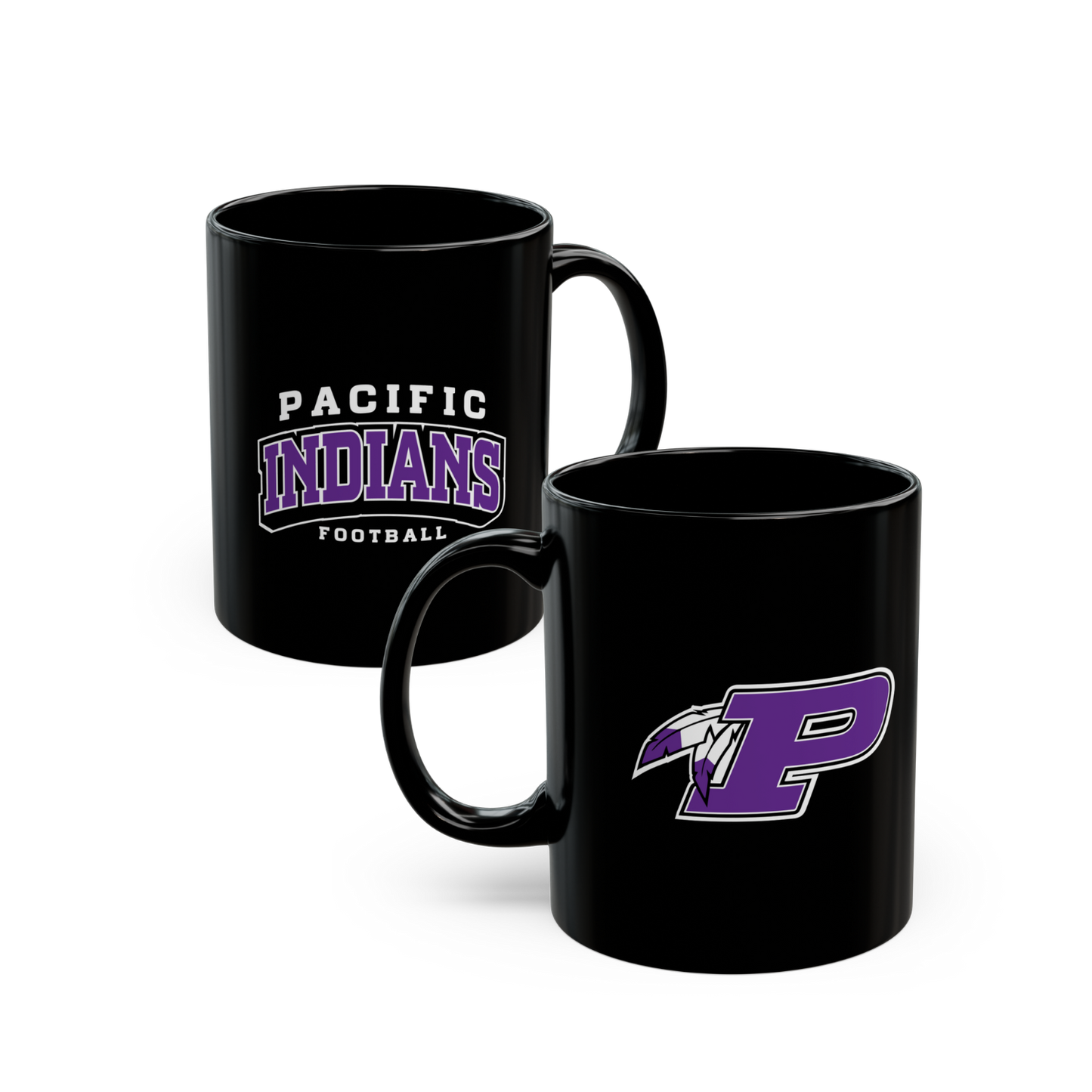 11oz Black Mug - Indians Football 2 - Friends of Pacific Football