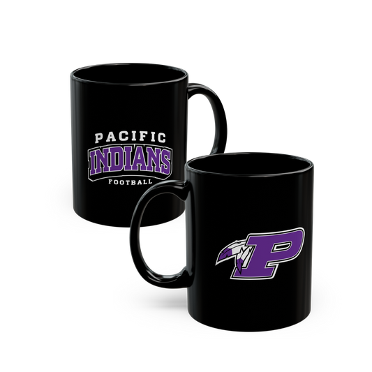 11oz Black Mug - Indians Football 2 - Friends of Pacific Football