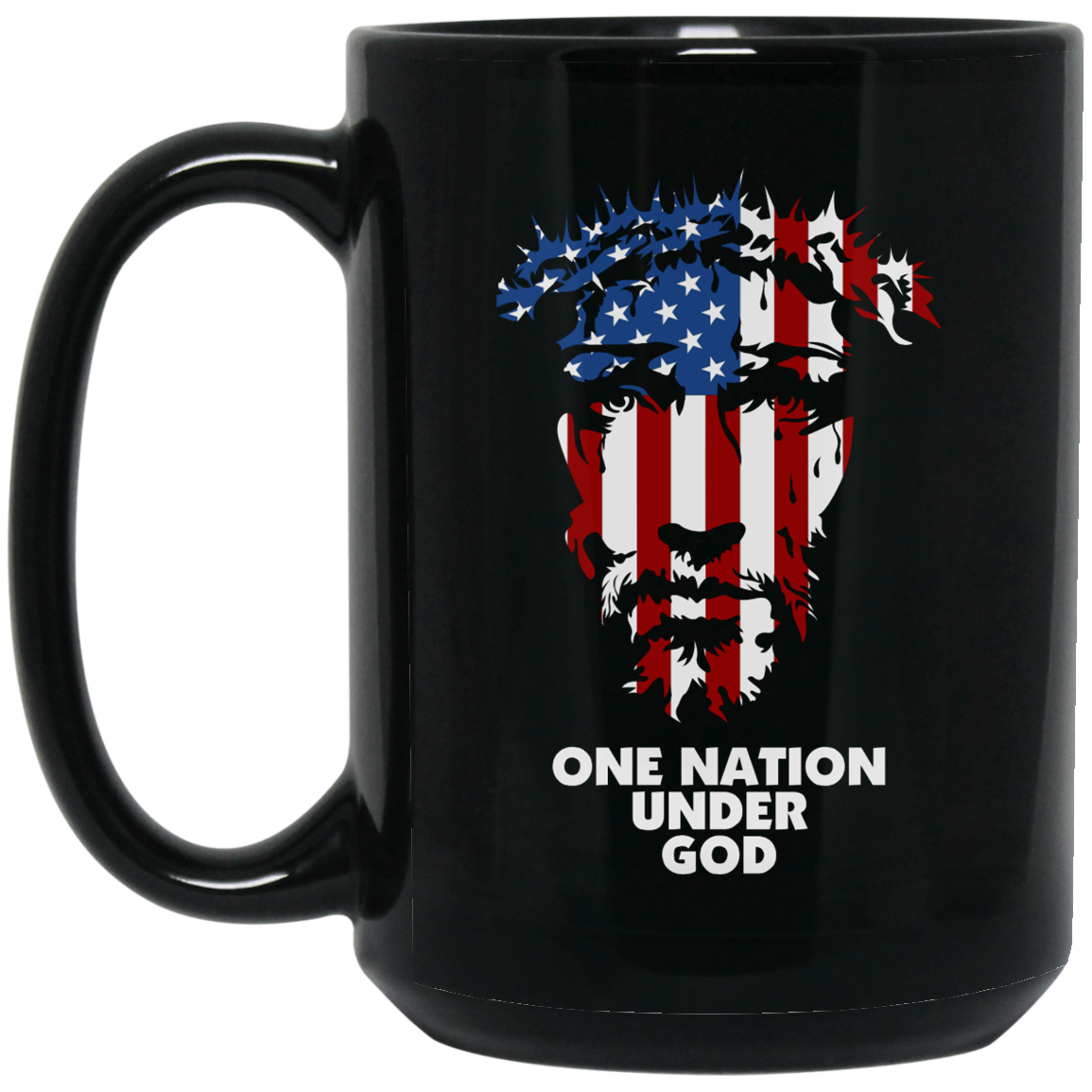 One Nation Under God 15 oz. Black Mug